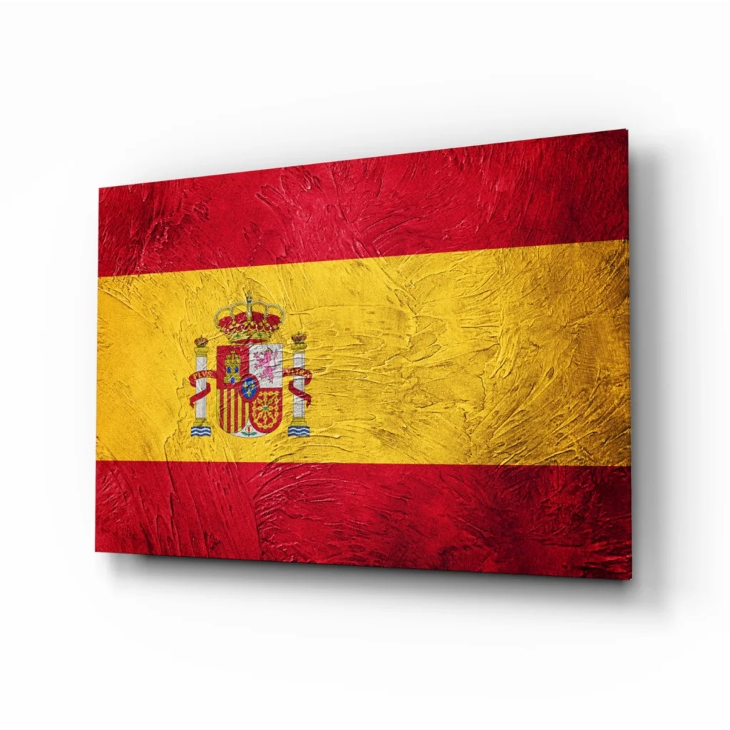 Spanish Flag Textured Canvas Wall Art with Coat of Arms | Insigneart USA | vintageantiquesgifts.com