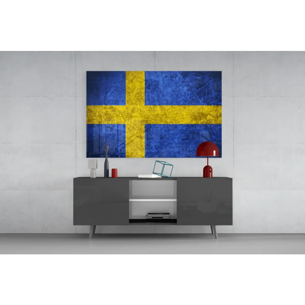 Distressed Swedish flag canvas wall art print