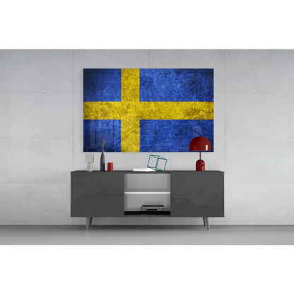 Distressed Swedish flag canvas wall art print