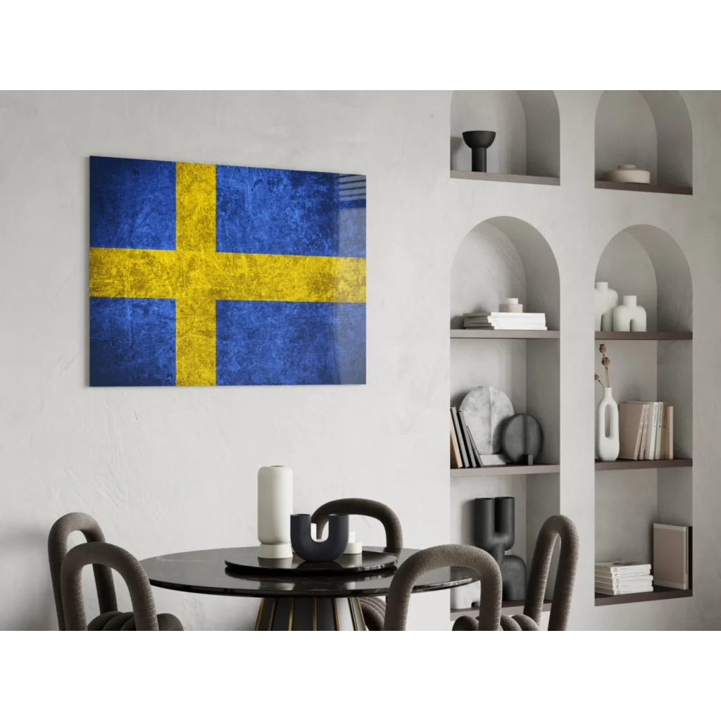Distressed Swedish flag canvas wall art print