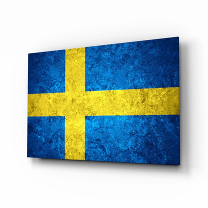 Distressed Swedish Flag Canvas Wall Art with Vintage Texture | Insigneart USA | vintageantiquesgifts.com