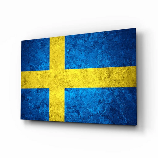 Distressed Swedish Flag Canvas Wall Art with Vintage Texture | Insigneart USA | vintageantiquesgifts.com