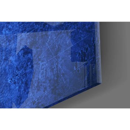 Distressed Swedish flag textured deep blue glass wall art panel
