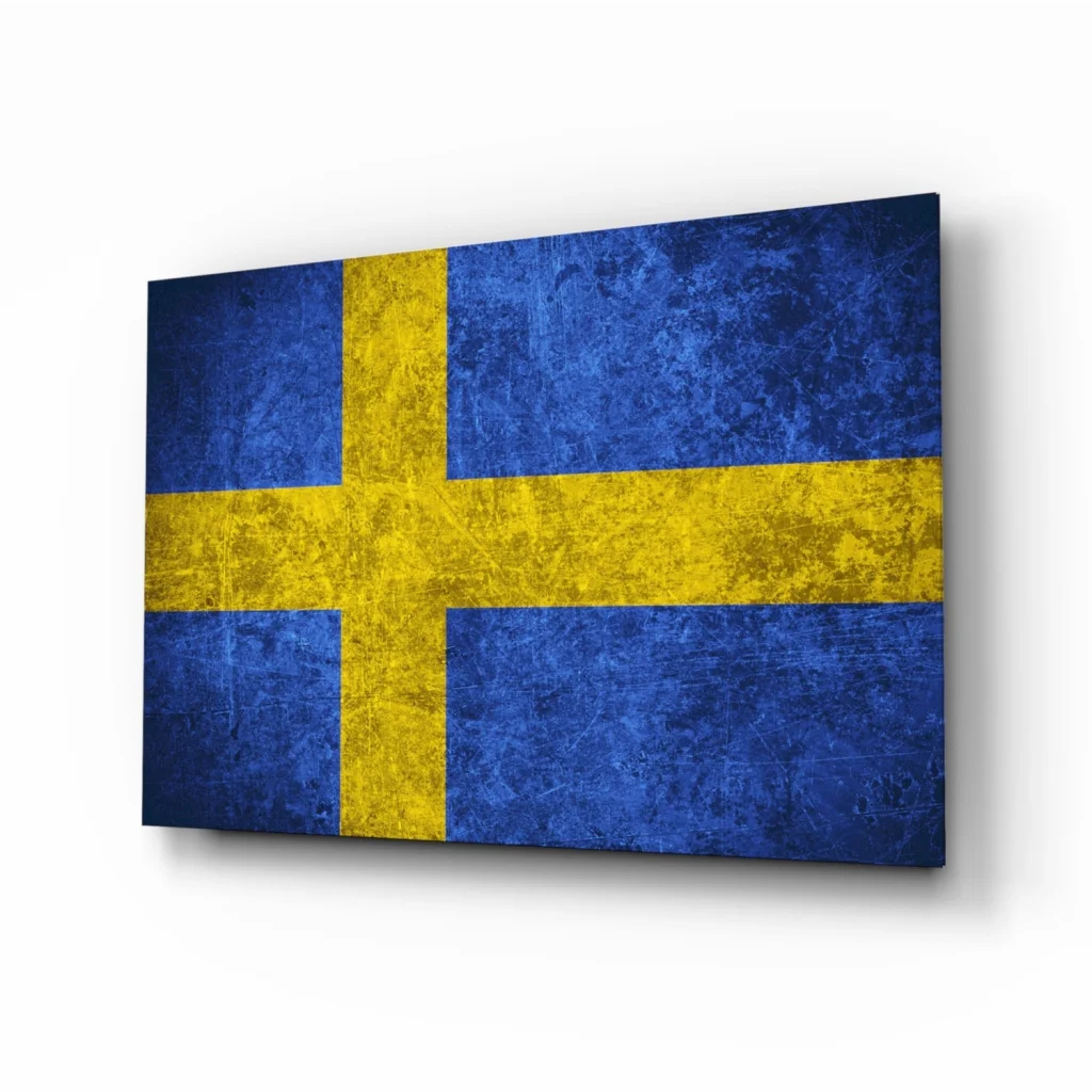 Distressed Swedish Flag Canvas Wall Art | Insigneart USA | vintageantiquesgifts.com