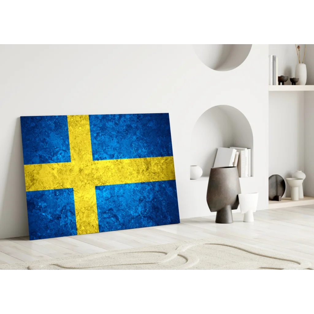 Distressed Swedish Flag Canvas Wall Art with Vintage Texture | Modern Wall Art Decor | vintageantiquesgifts.com