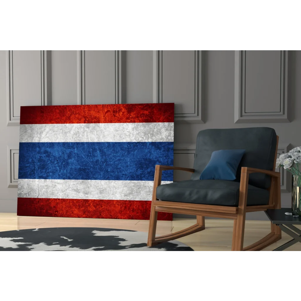 Distressed Thai flag canvas wall art with metallic texture