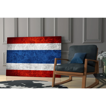 Distressed Thai flag canvas wall art with metallic texture
