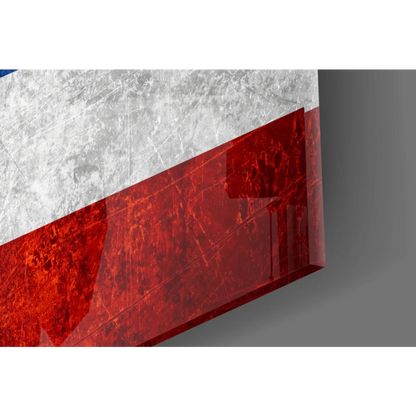 Distressed Thai flag glass wall art with metallic texture