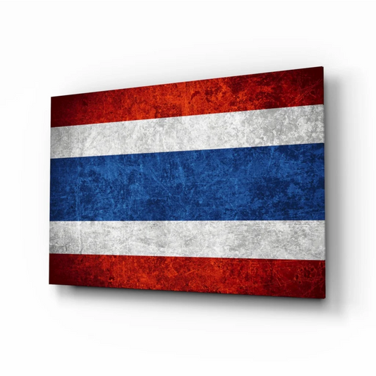 Distressed Thai flag canvas wall art with metallic texture