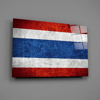 Distressed Thai flag canvas wall art with metallic texture