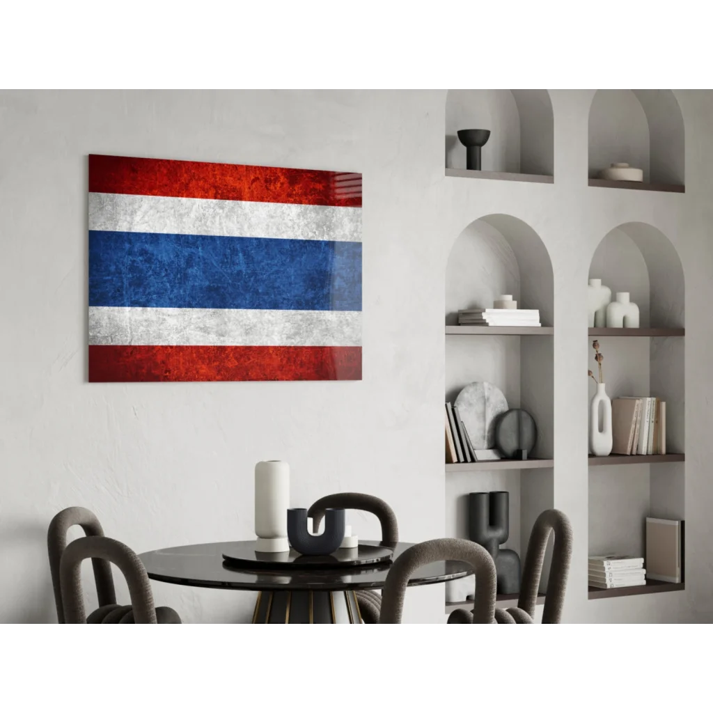 Distressed Thai flag wall art canvas with metallic texture