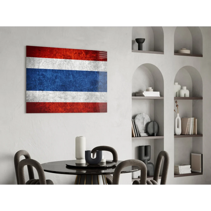 Distressed Thai flag wall art canvas with metallic texture