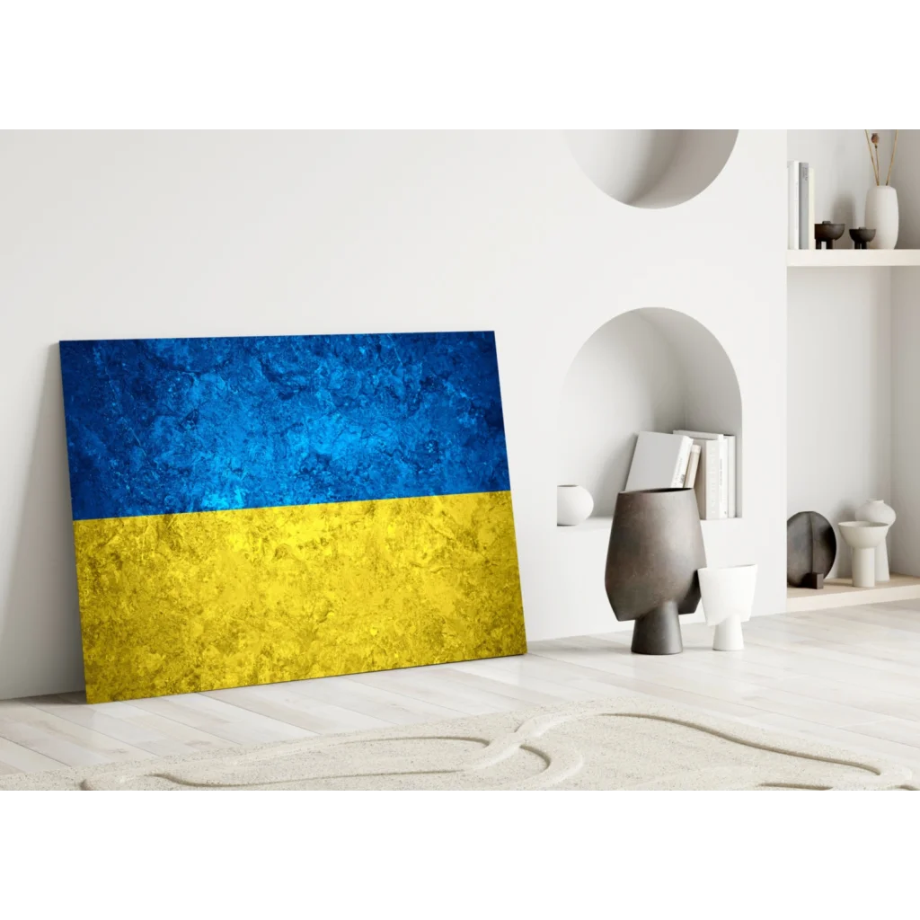 Ukrainian Flag Textured Canvas Wall Art | Modern Wall Art Decor | vintageantiquesgifts.com