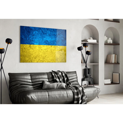 Ukrainian Flag Textured Canvas Wall Art | Contemporary Home Wall Art | vintageantiquesgifts.com