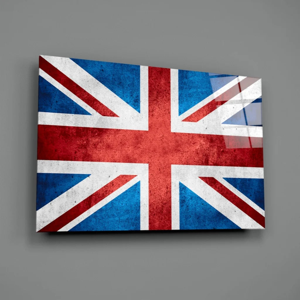 Vintage Union Jack Canvas Wall Art with Distressed Finish | Glass Wall Art Print | vintageantiquesgifts.com