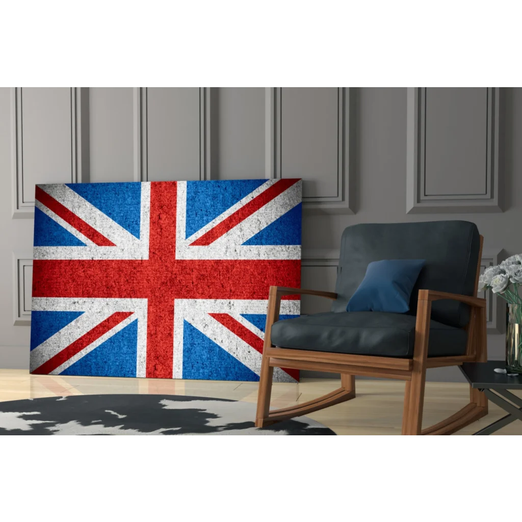 Vintage Union Jack wall art canvas print with distressed texture