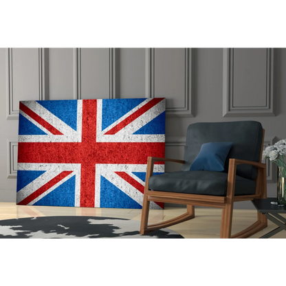 Vintage Union Jack wall art canvas print with distressed texture