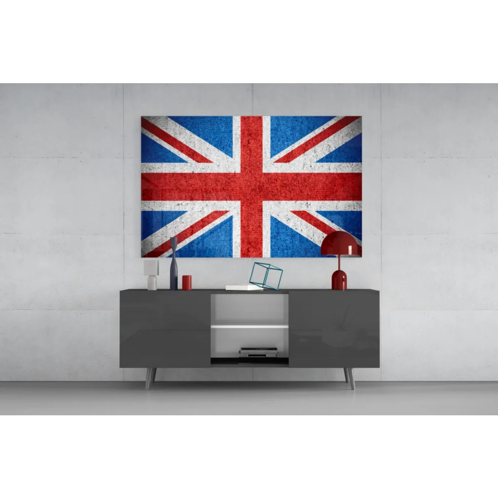 Distressed Union Jack canvas wall art in bold red white blue