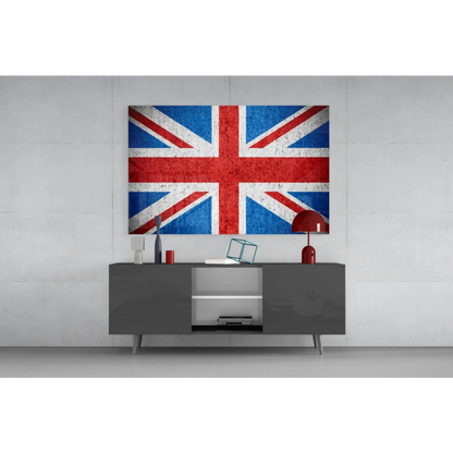 Distressed Union Jack canvas wall art in bold red white blue