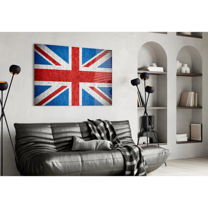 Distressed Union Jack canvas wall art print on wall