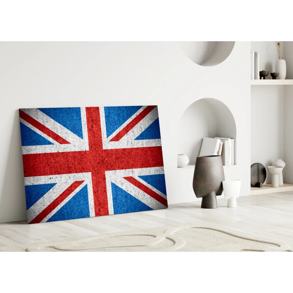 Vintage Union Jack canvas wall art with distressed texture