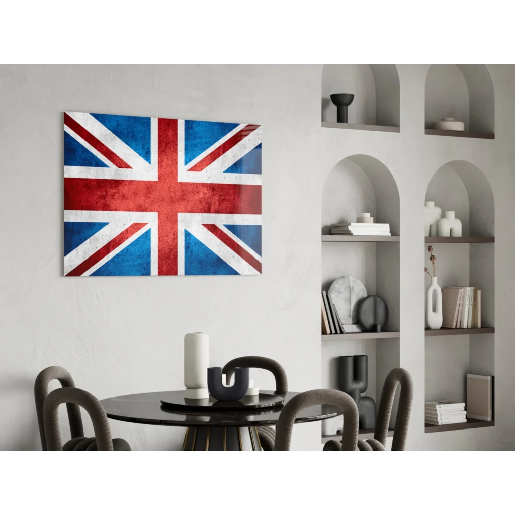 Vintage Union Jack wall art canvas with distressed British flag texture