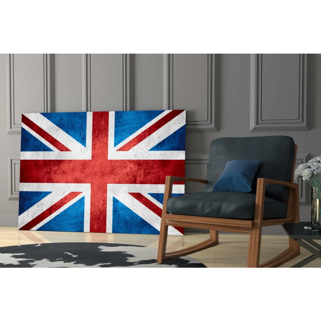 Vintage Union Jack wall art canvas print with distressed finish