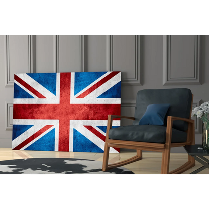 Vintage Union Jack wall art canvas print with distressed finish