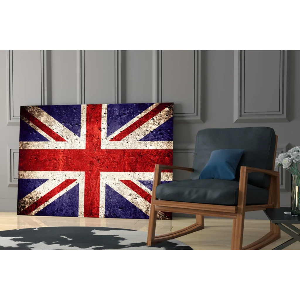 Rustic Union Jack canvas wall art with distressed vintage finish