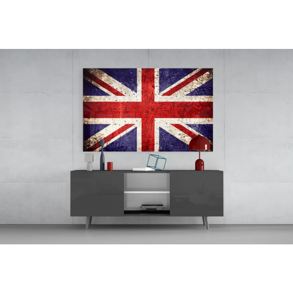 Distressed vintage Union Jack flag canvas wall art print
