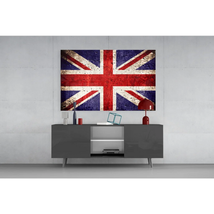 Distressed vintage Union Jack flag canvas wall art print