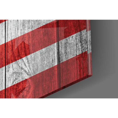 Rustic Latvia flag wall art in red white stripes on distressed wood