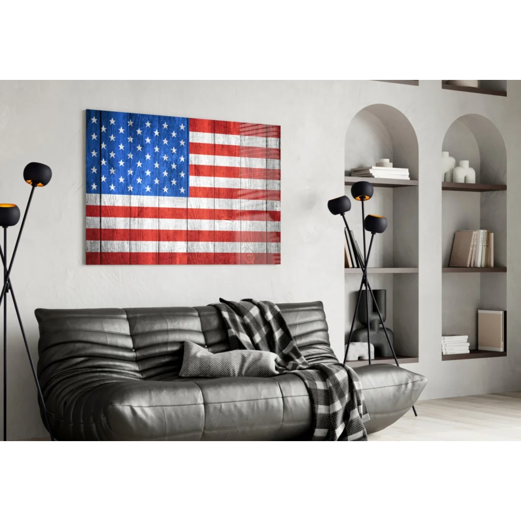 Rustic American Flag Wooden Wall Art with Weathered Finish | Contemporary Home Wall Art | vintageantiquesgifts.com