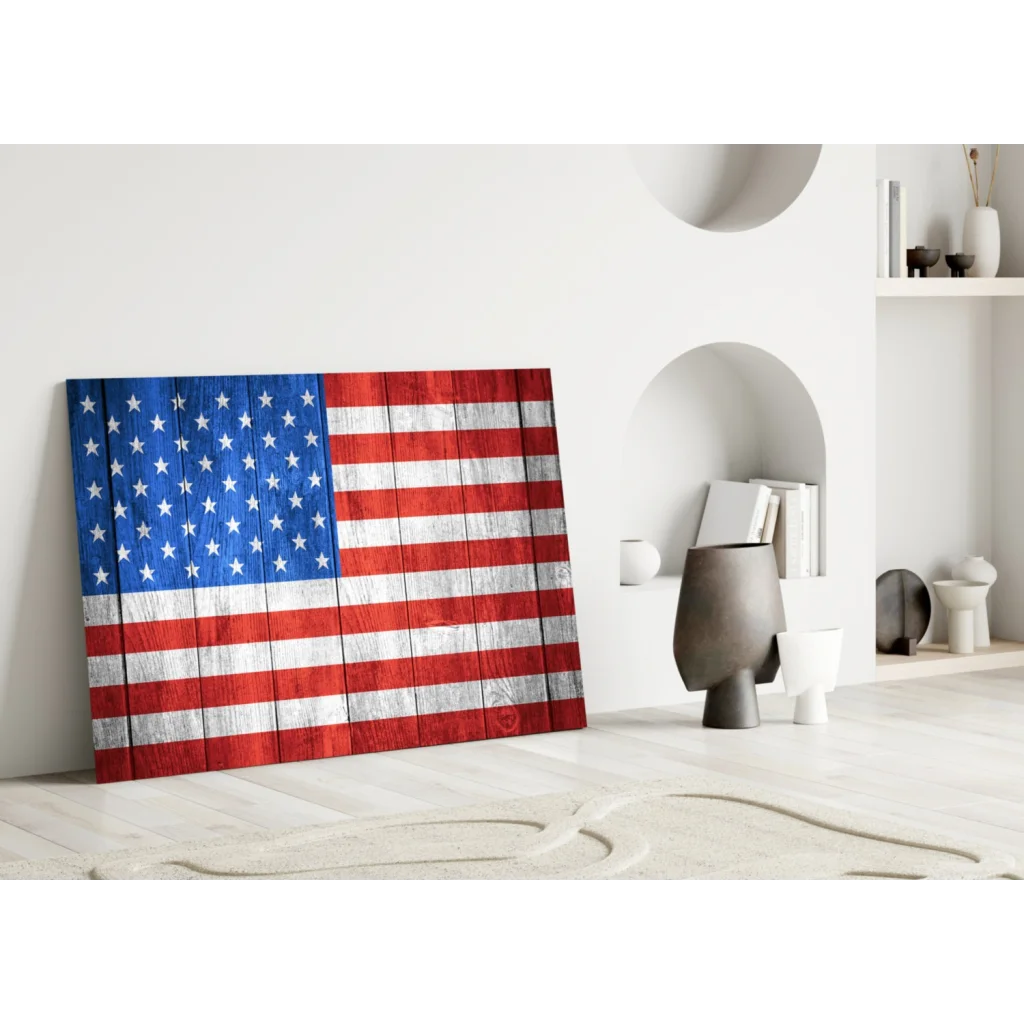 Rustic American Flag Wooden Wall Art with Weathered Finish | Modern Wall Art Decor | vintageantiquesgifts.com