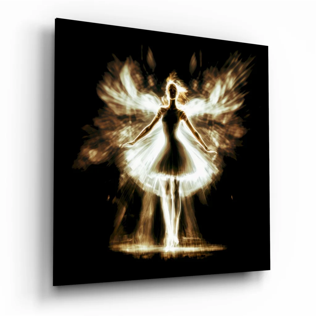 Radiant Angel Ballerina Tempered Glass Art with Golden Wings | Insigneart USA | vintageantiquesgifts.com