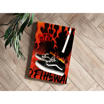 Flaming Vans Sneakers Canvas Wall Art Set | Modern Wall Art Decor | vintageantiquesgifts.com