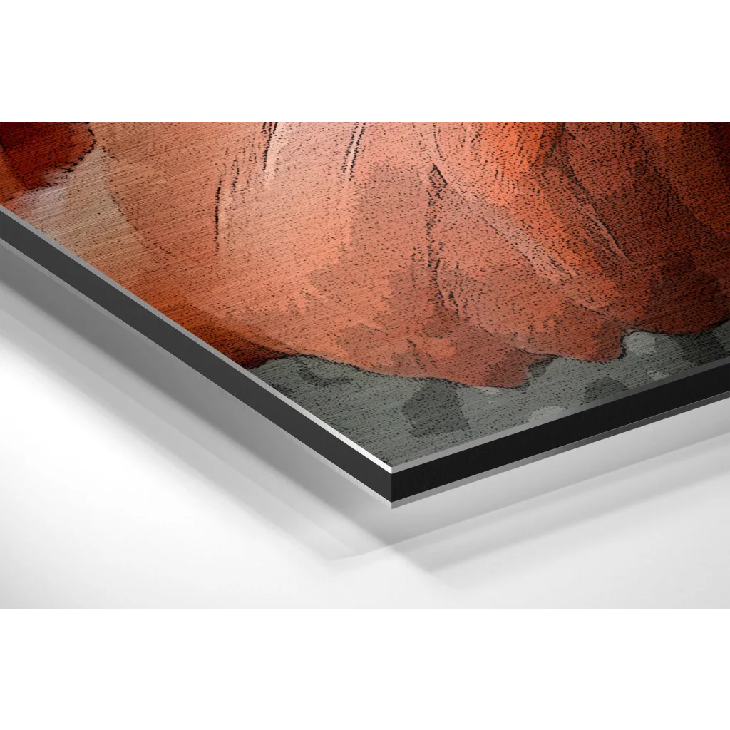 Modern textured landscape on brushed aluminium dibond wall art print