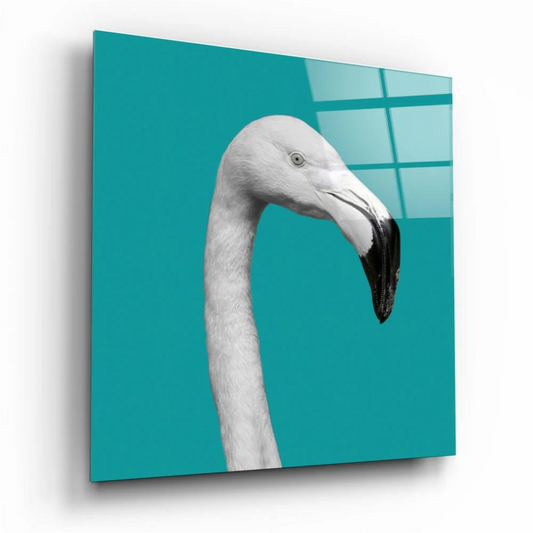 Stunning Teal Flamingo Glass Wall Art Print | Insigneart USA | vintageantiquesgifts.com