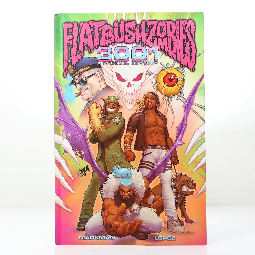 Full-color Flatbush Zombies comic book cover with vibrant characters and Rob Markman artwork