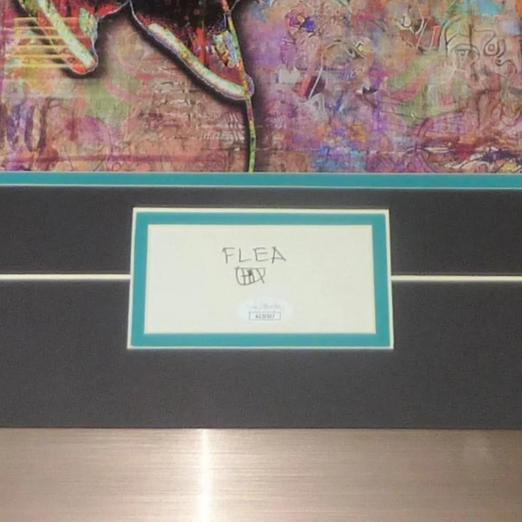 Framed 12x18 Red Hot Chili Peppers splash artwork by Flea, signed