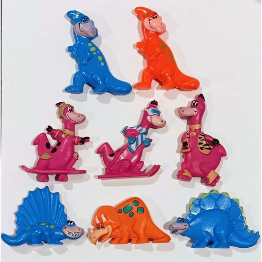 Colorful Flintstones PVC figures from Fruity Pebbles cereal set
