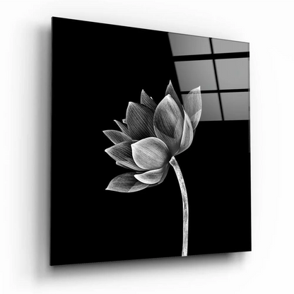 Stunning Lotus Glass Wall Art with Elegant Black Line Details | Insigneart USA | vintageantiquesgifts.com