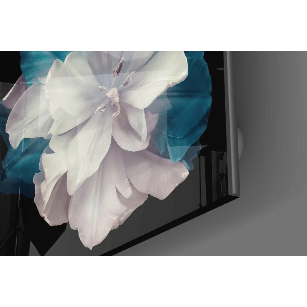 Stunning Teal Flower Glass Wall Art with Layered Petals | Modern Wall Art Decor | vintageantiquesgifts.com