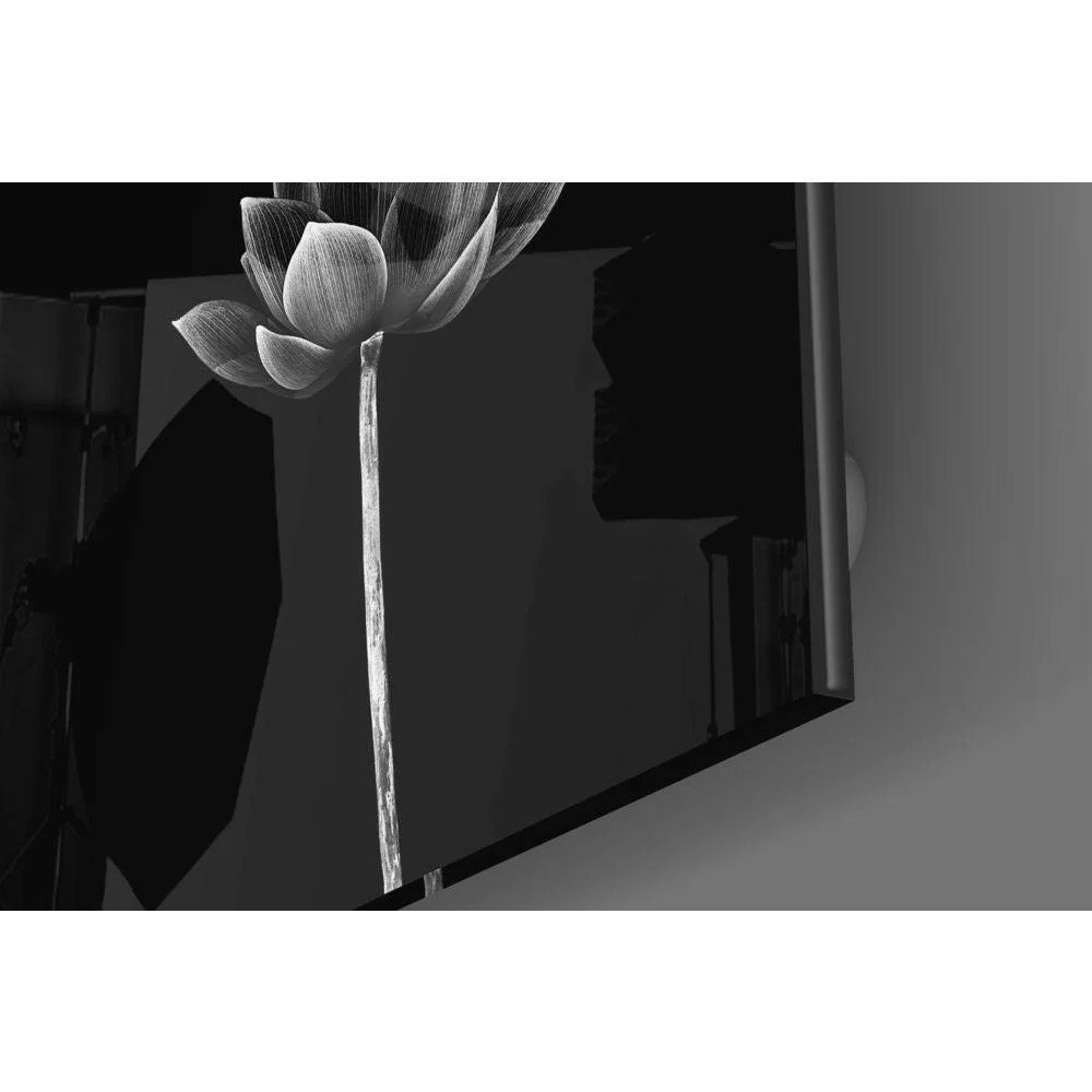 Stunning minimalist lotus glass wall art panel with delicate translucent petals