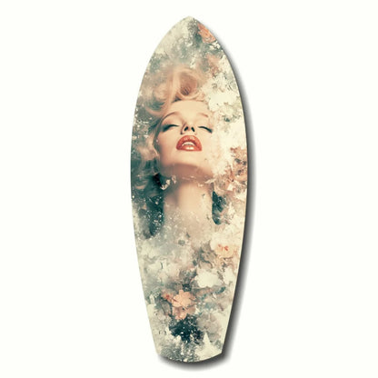 Stunning Surfboard Tempered Glass Art with Vintage Floral Portrait | Insigneart USA | vintageantiquesgifts.com