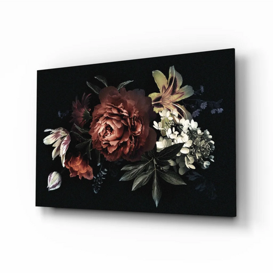 Dramatic Dark Floral Canvas Wall Art with Burgundy Peonies | Insigneart USA | vintageantiquesgifts.com