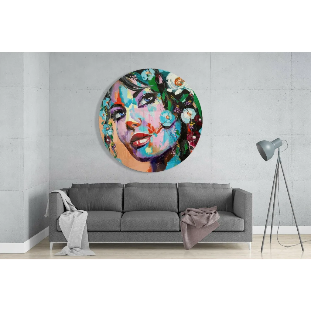 Vibrant floral portrait on tempered glass art for walls