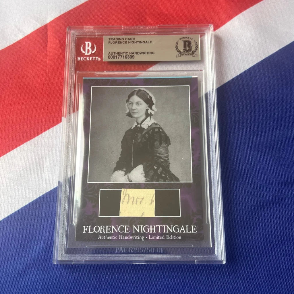 Encased Florence Nightingale trading card with authentic handwriting from Nightingale Wrote