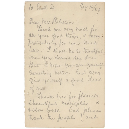 Handwritten letter on aged paper from Florence Nightingale Wrote These Rare Trading Cards
