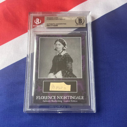 A graded Florence Nightingale trading card with authentic handwriting swatch from Nightingale Wrote